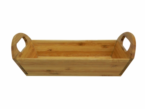 Natural bamboo bread basket with handle